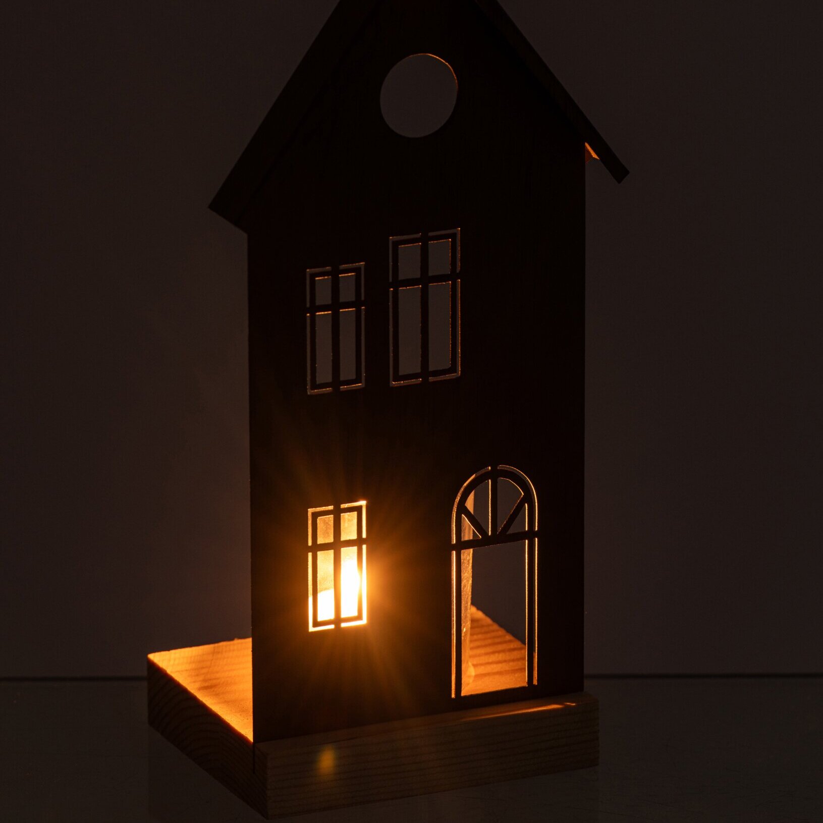 J-Line photophore maison - fer - marron - large