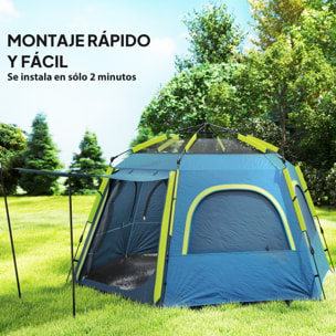 Tienda de Campaña para 2-4 Personas Tienda de Camping Plegable con Fácil Instalación Ventanas de Malla Gancho y Bolsa de Transporte Protección UV Impermeable para Senderismo Azul y Verde