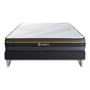 Ensemble Matelas Sommier 180x200 cm - Sommier Noir (en kit) - Active