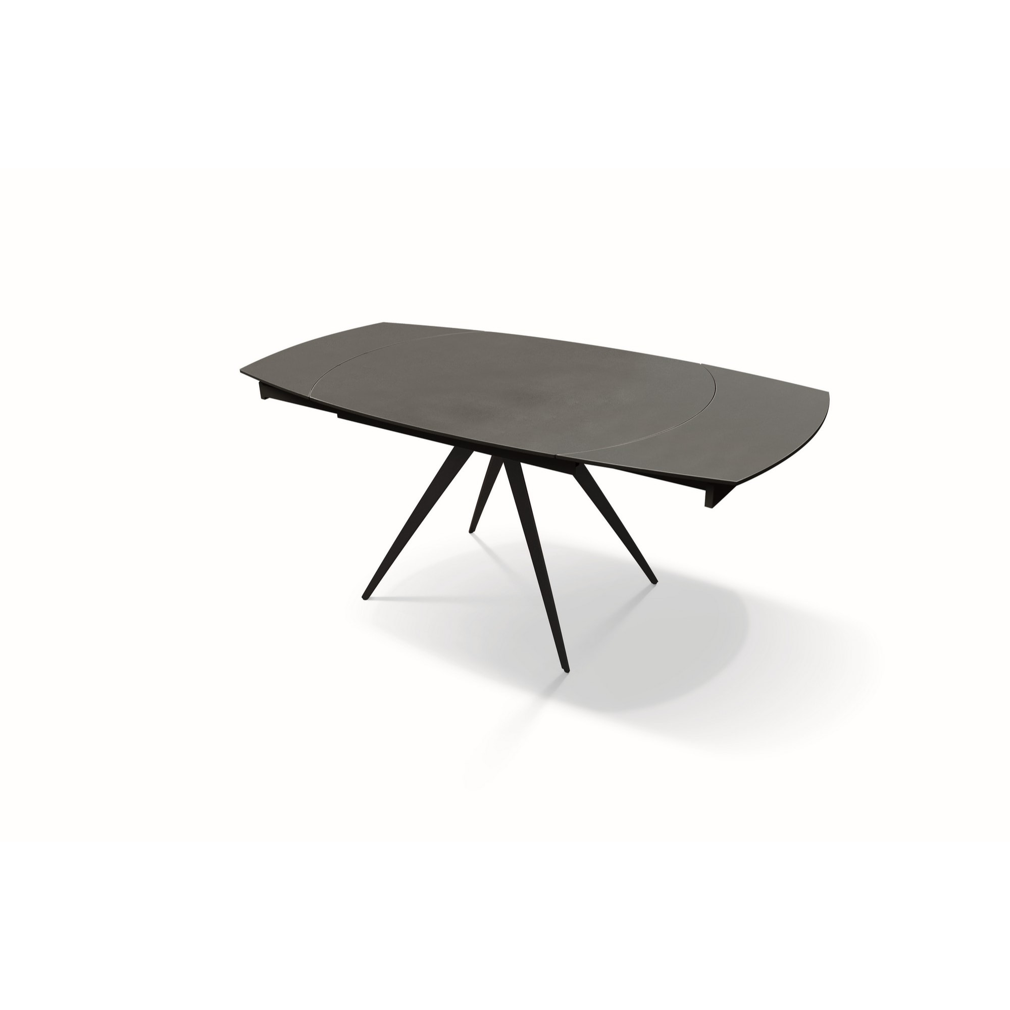 Tavolo LAVEZZI in vetroceramica grigio graffite e metallo verniciato antracite, allungabile 120x90 cm - 180x90 cm