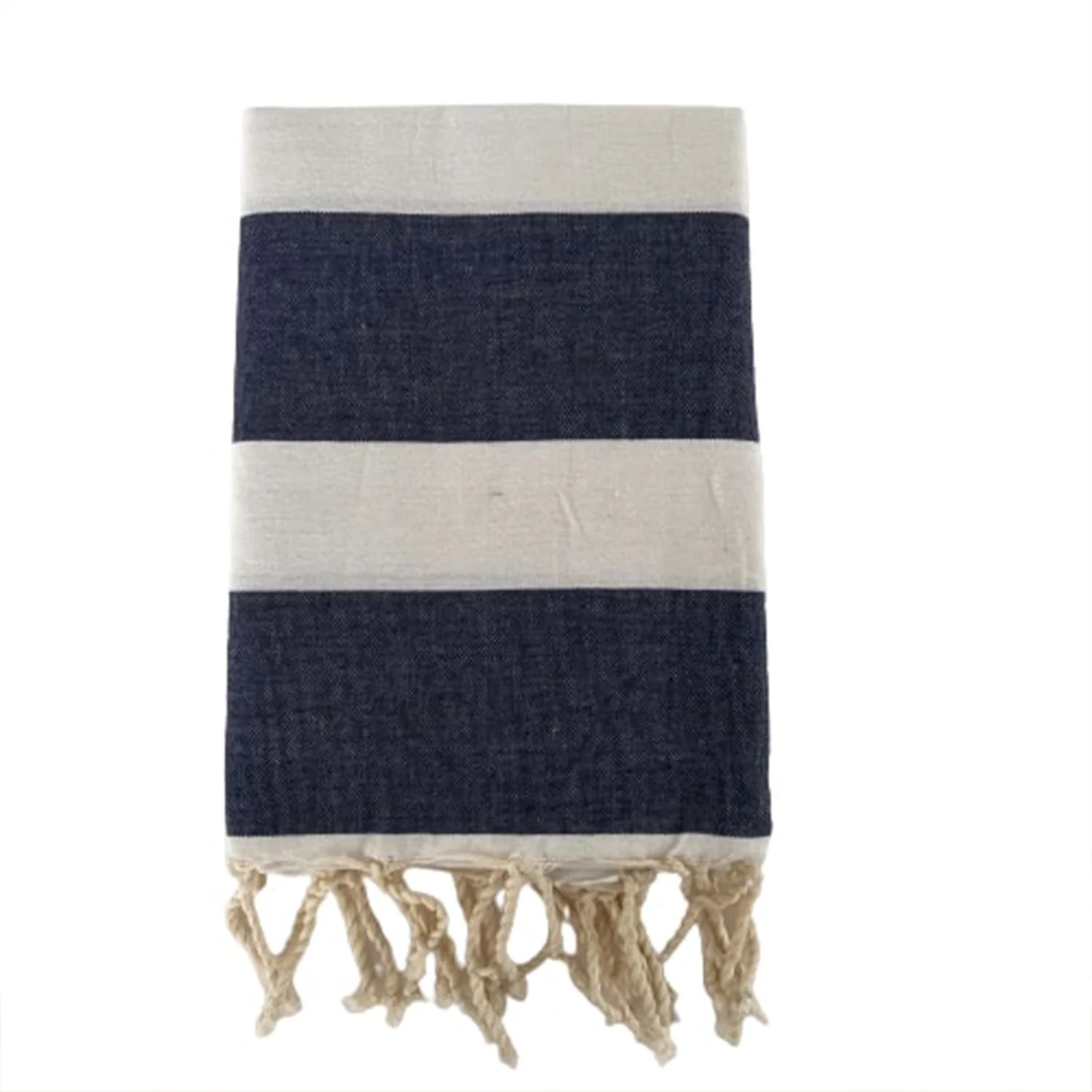 Fouta plate traditionnelle Bleu 100x200 190g/m² - Transat Bleu Marine