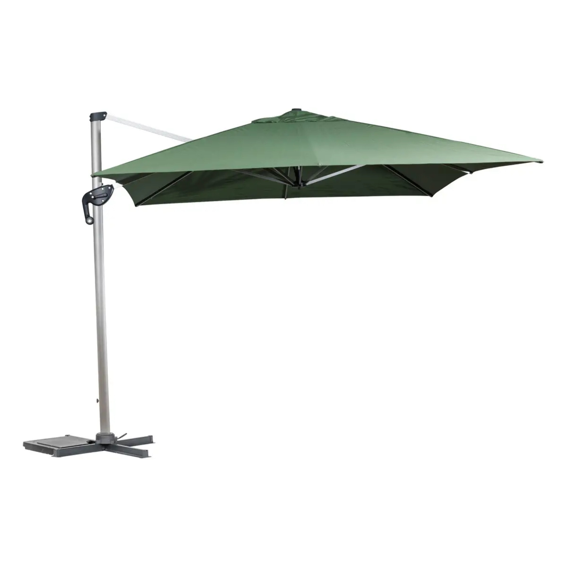 Parasol déporté rectangulaire ÉQUADOR vert olive 4 x 3m en aluminium et polyester
