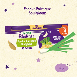 6x2 Bols Fondue de Poireaux et Boulghour - Blediner - Dès 8 mois