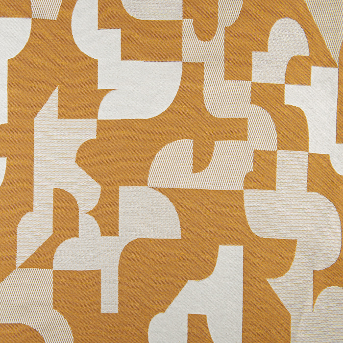 Rideau jacquard géométrique texturé rétro - Jaune moutarde