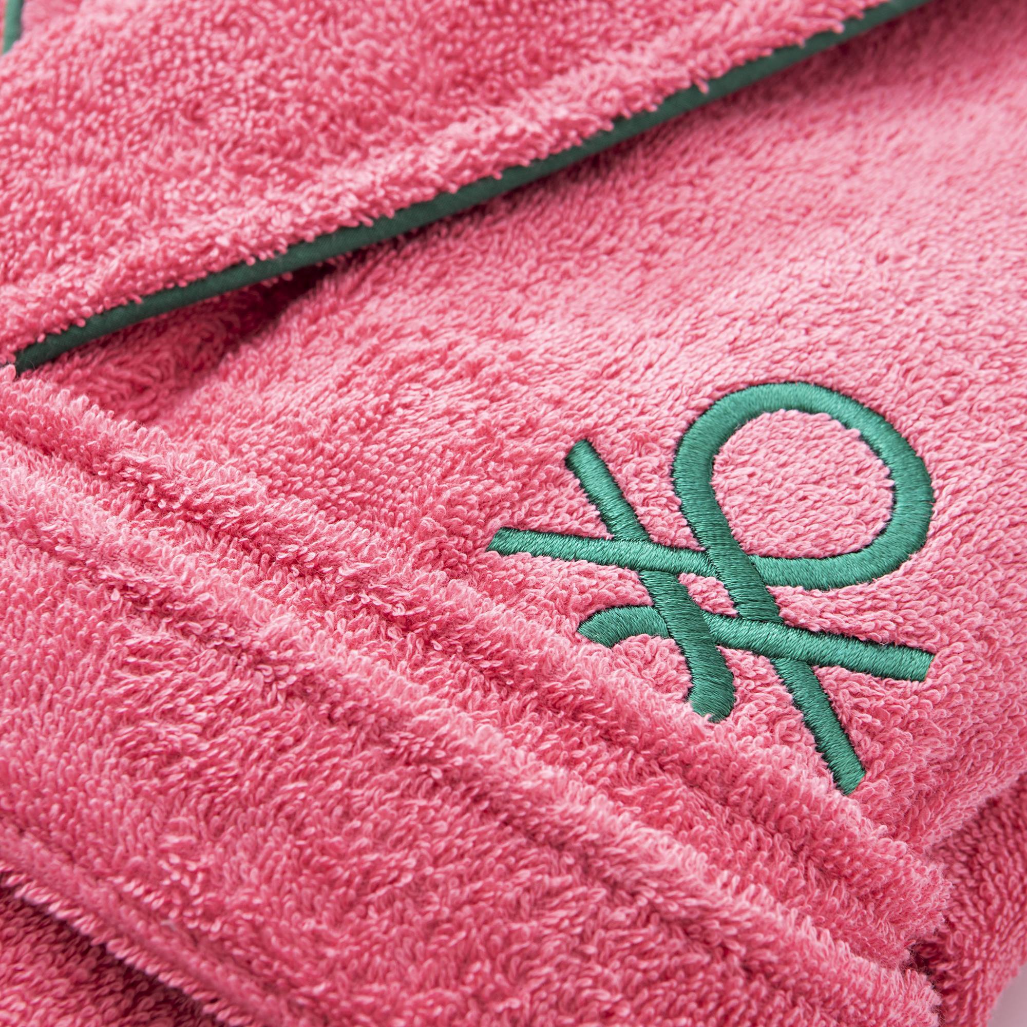 Albornoz s/m 420gsm 100% algodon c/ logo bordado rosa core benetton