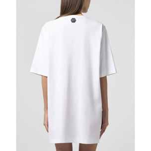 PHILIPP PLEIN V-Neck T-Shirt Dress Crystal Fringes