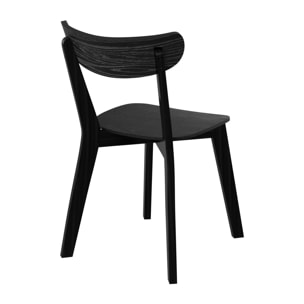 Lot de 2 chaises en bois d'hévéa noir - Tabata