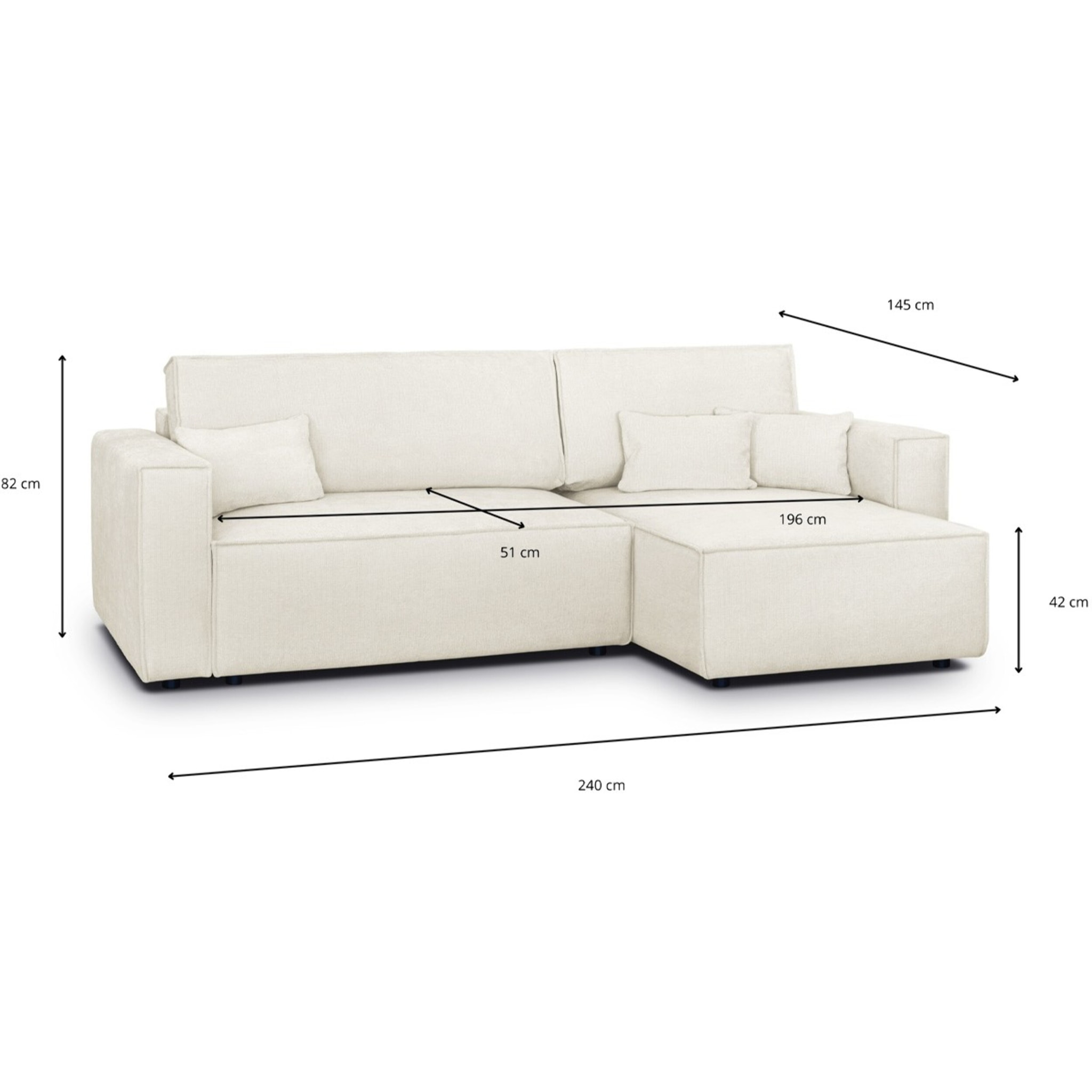 Canapé d'angle convertible 4 places en tissu chenille - LIVIA