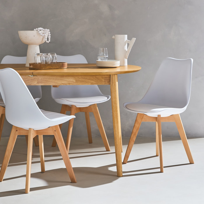 Lot de 4 chaises scandinaves. pieds bois de hêtre. chaises 1 place. blancs