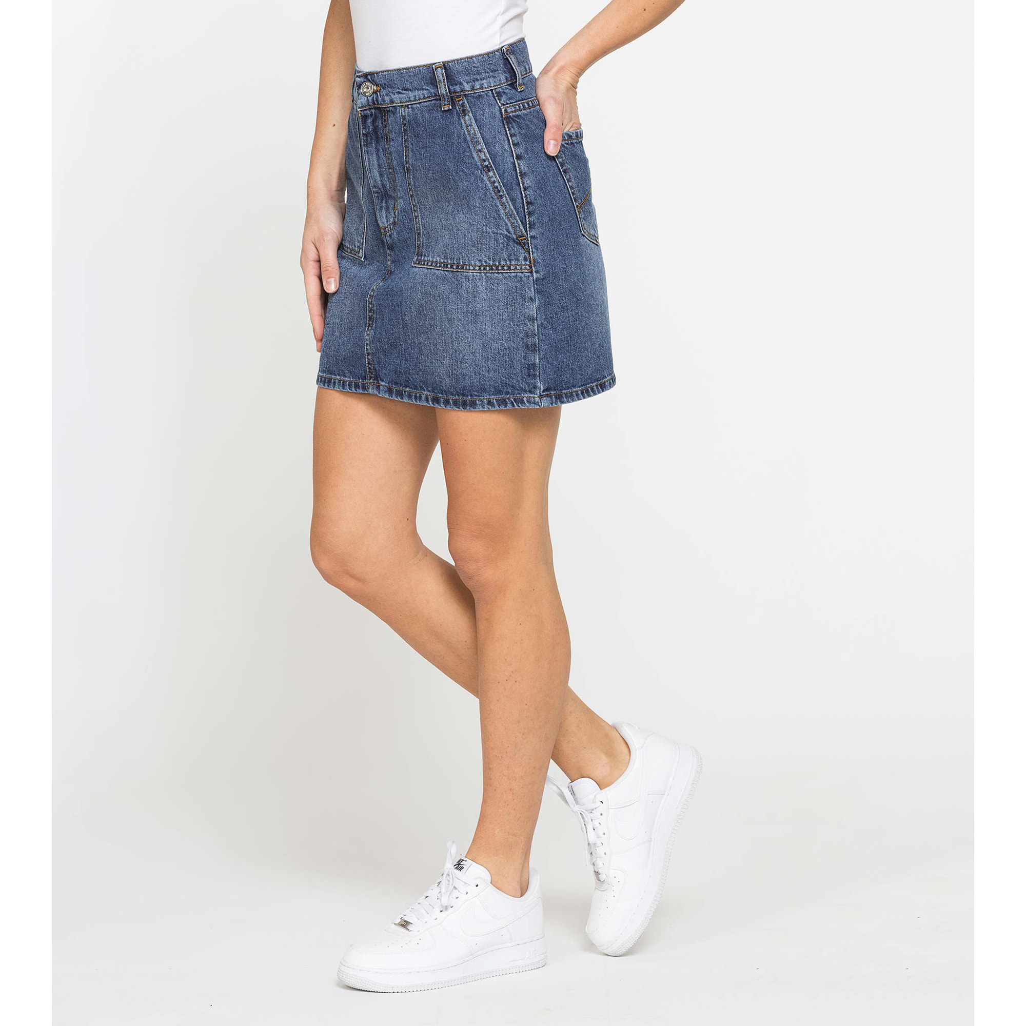 MINIGONNA IN DENIM 13 OZ CON TASCHE
