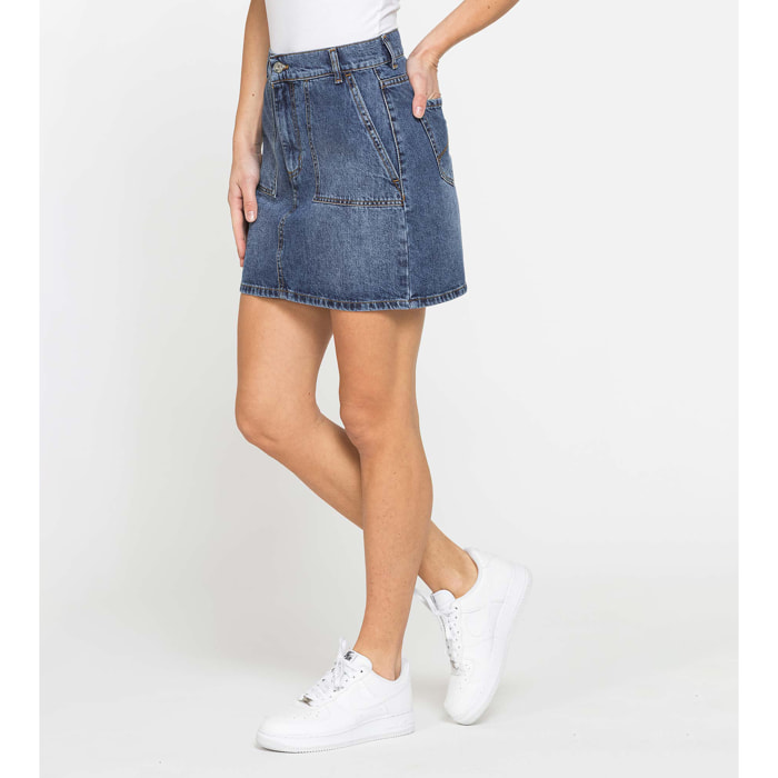 MINIGONNA IN DENIM 13 OZ CON TASCHE