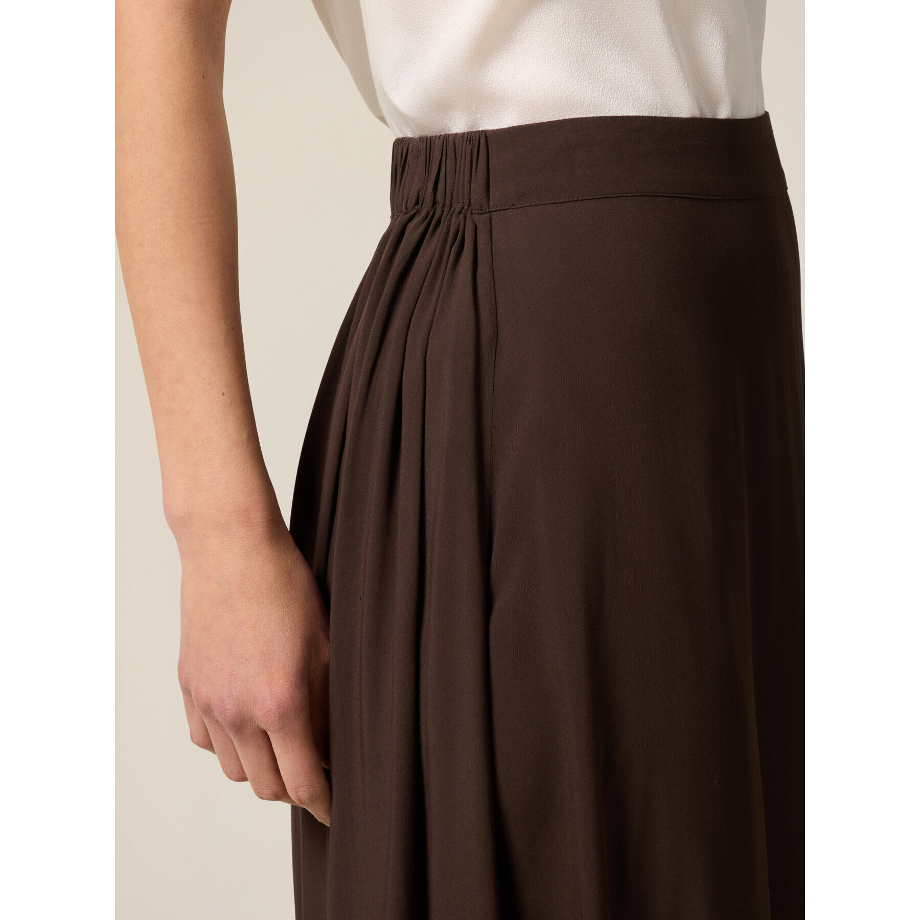 Oltre - Falda línea A de viscosa - Marrón