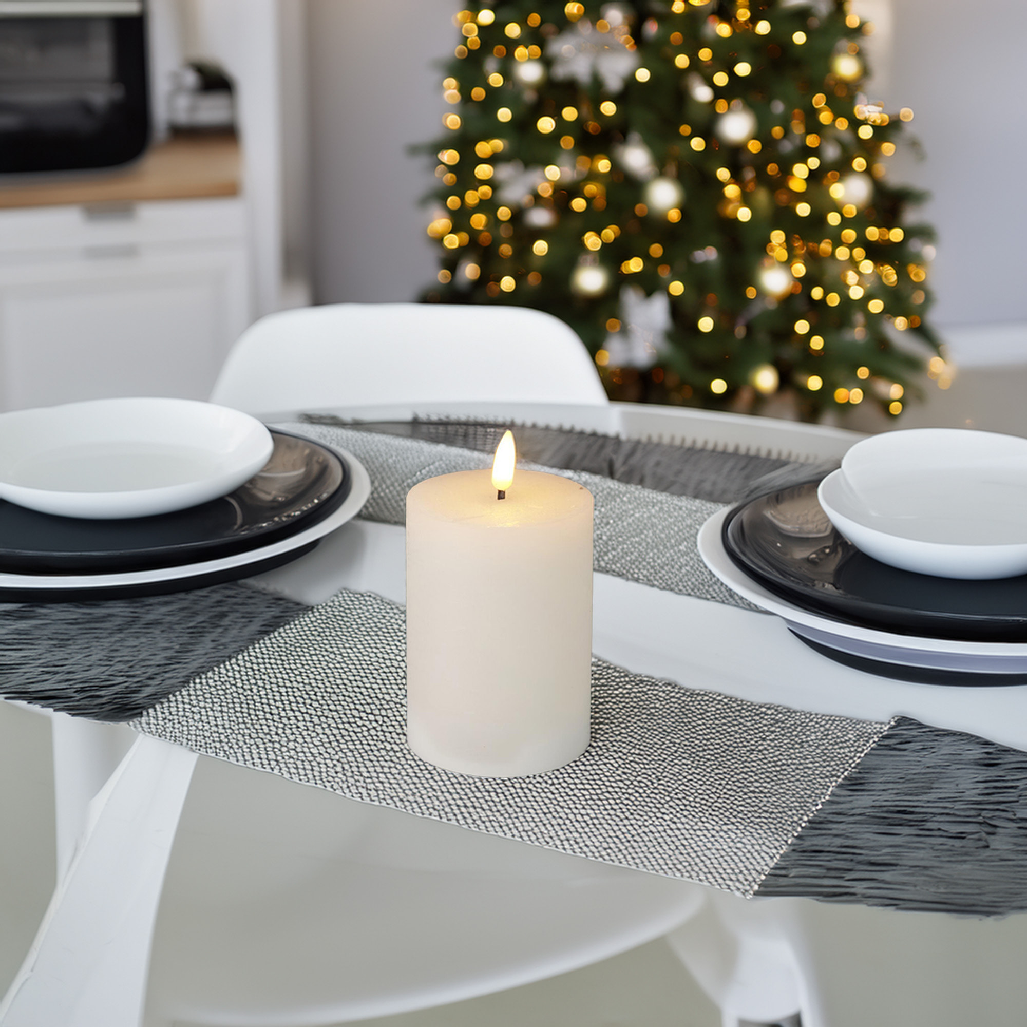 vela led de cera con temporizador en color blanco ø7,5x10cm