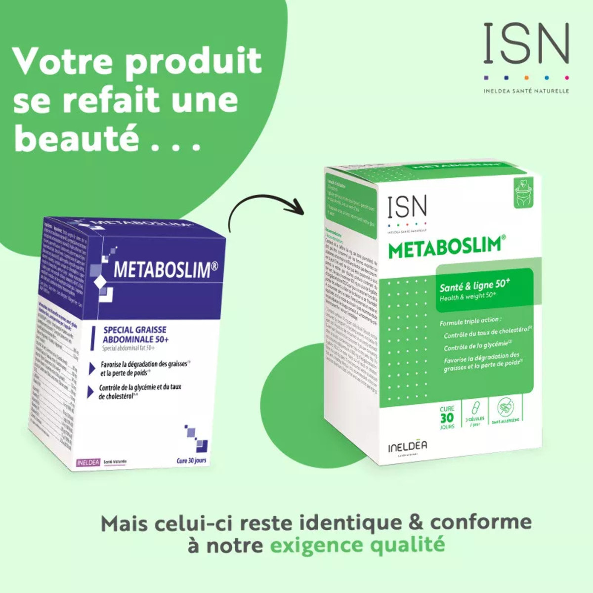 INELDEA SANTE NATURELLE - Metaboslim - Favorise la Perte de Poids - Extrait synergisé de plantes titré en polyphénols - Action cliniquement prouvée - Actif breveté - Lot de 3 produits