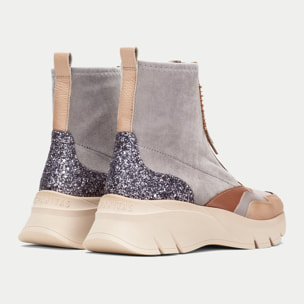 Botin sport Helsinki Gris tierra glitter 5 cm