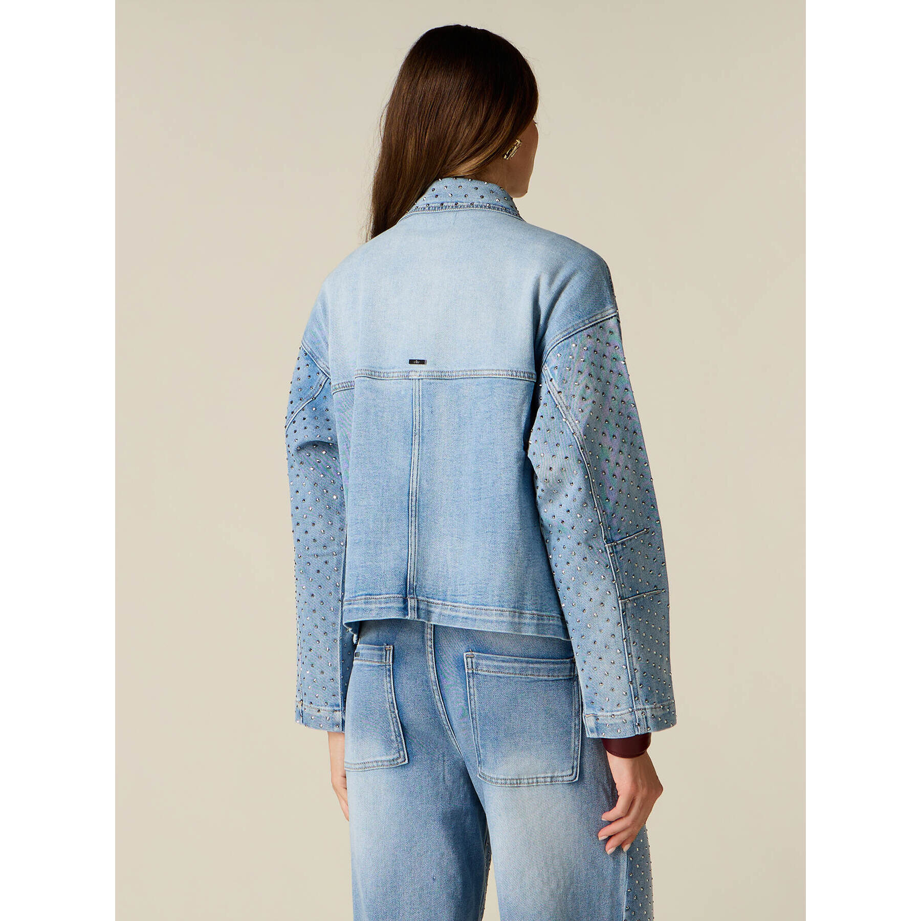 Oltre - Giacca in denim con cristalli - Azzurro