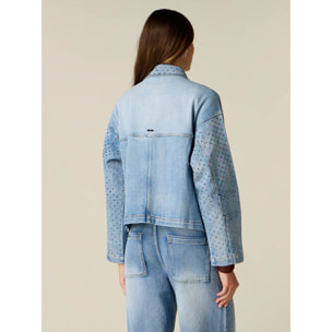 Oltre - Giacca in denim con cristalli - Azzurro