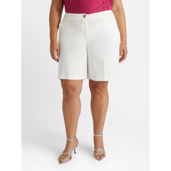 Fiorella Rubino - Pantalón bermuda de punto Milano - Blanco