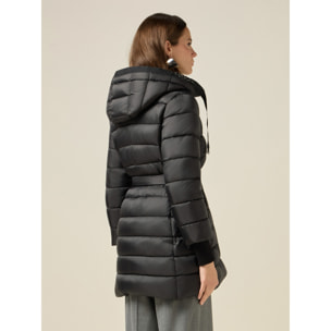 Oltre - Plumífero midi con perfiles joya - Negro