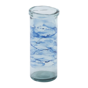 J-Line Photophore Cylindre Vague - verre - bleu