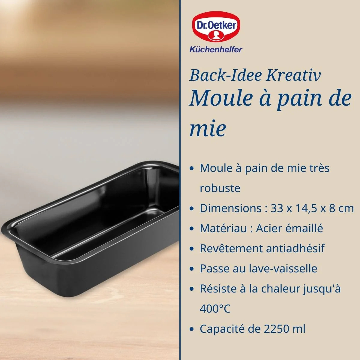 Moule à pain de mie en acier émaillé 30 cm Dr. Oetker Back-Idee Kreativ