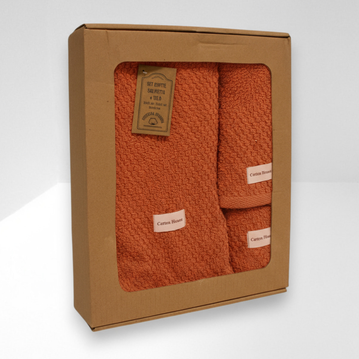 SET 3 PEZZI ASCIUGAMANI SPUGNA TINTA UNITA ZUCCA