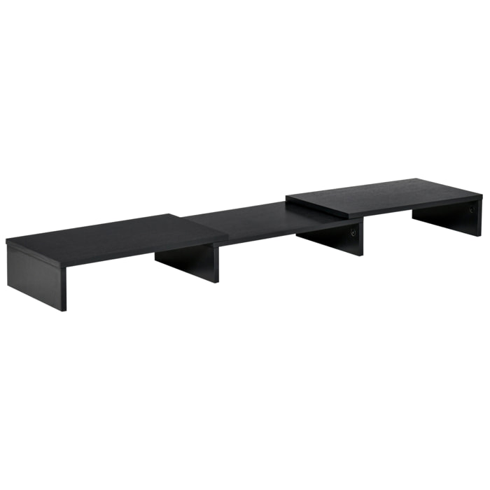 Vinsetto Soporte Elevador para Monitores de Madera Ajustable en Longitud y ángulo para 2 Pantallas de Ordenador Portátil 80-117x23,5x10 cm Negro