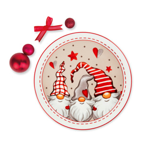 Lot de 6 assiettes à panettone Excelsa- Gnomo, Porcelaine Multicolore