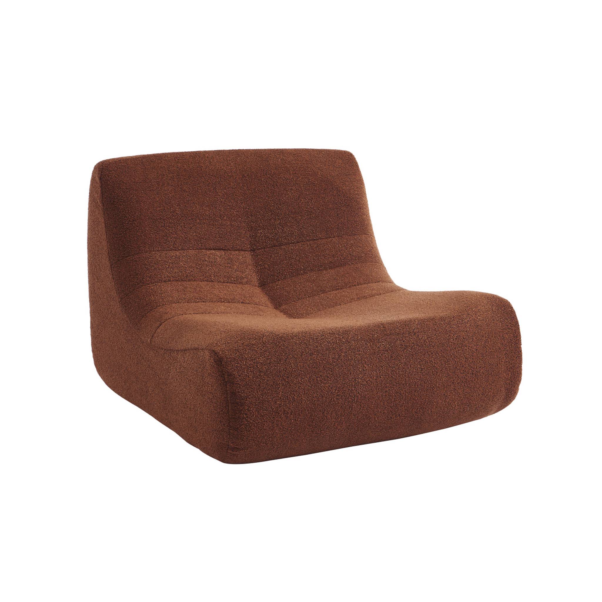 Lot de 2 fauteuils chauffeuses en bouclette texturée terracotta style contemporain 1 place