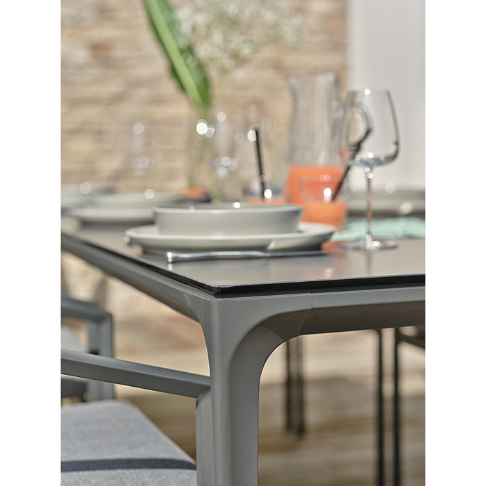 TIGUA - Ensemble repas jardin 6 places en Céramique - Gris anthracite