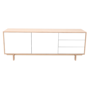 Buffet scandinave bois et blanc 2 portes 3 tiroirs L195 cm SID