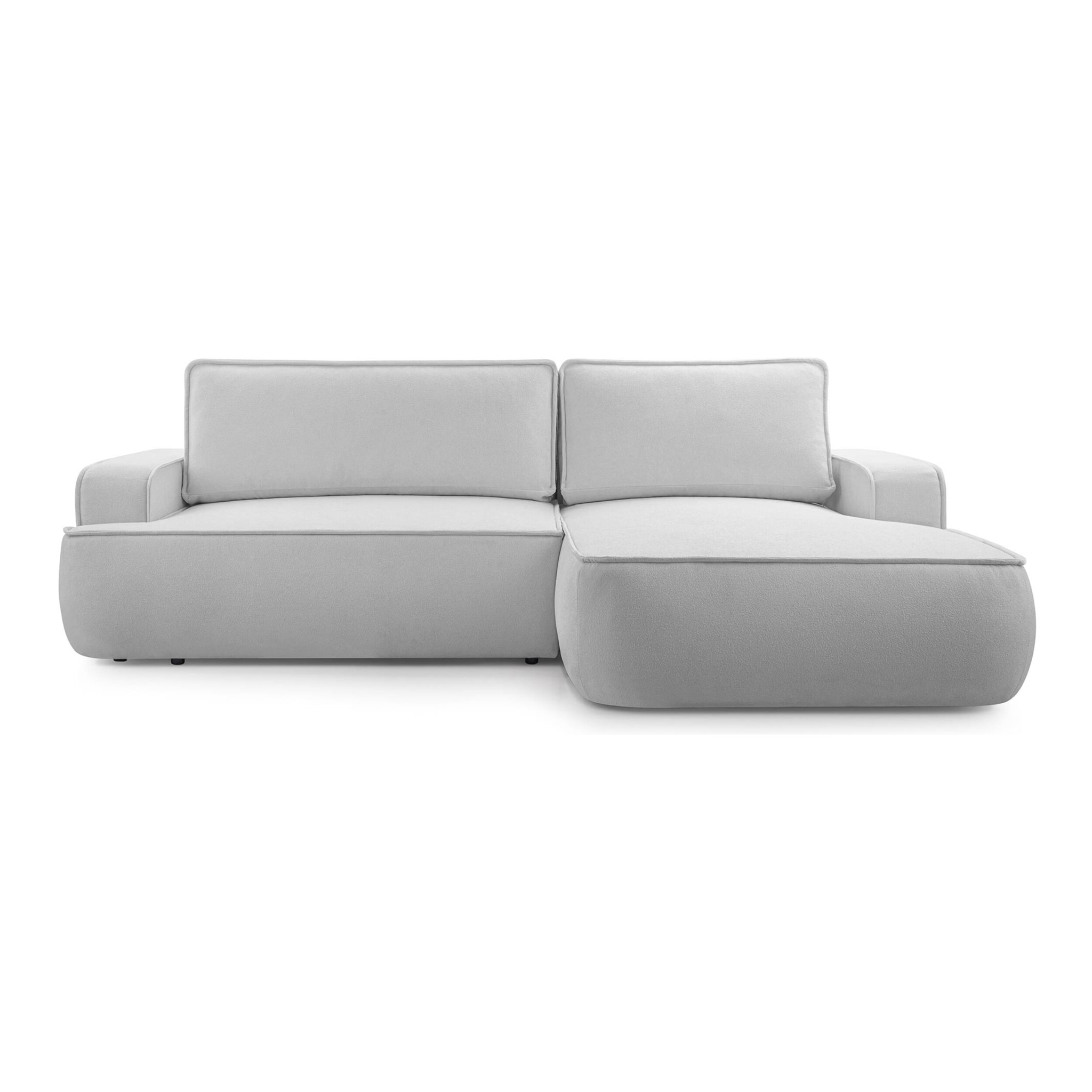 Nessino - canapé d'angle droit 4 places - convertible avec coffre - en tissu texturé - Gris clair