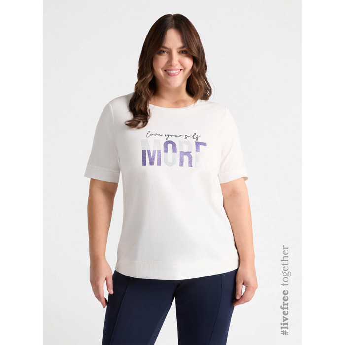 Fiorella Rubino - T-shirt con scritta e fiocco - Bianco