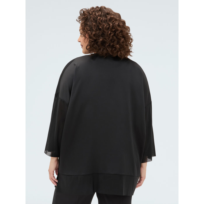 Fiorella Rubino - Chaqueta de raso cruzada - Negro