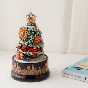 Paraíso de nieve. Maqueta 3D realista con gran detalle, cubierta antipolvo, luces led y base giratoria con música.