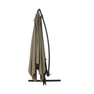 Parasol jardin déporté Alu ''Ilios 3'' - Carré - 3 x3 m - Taupe