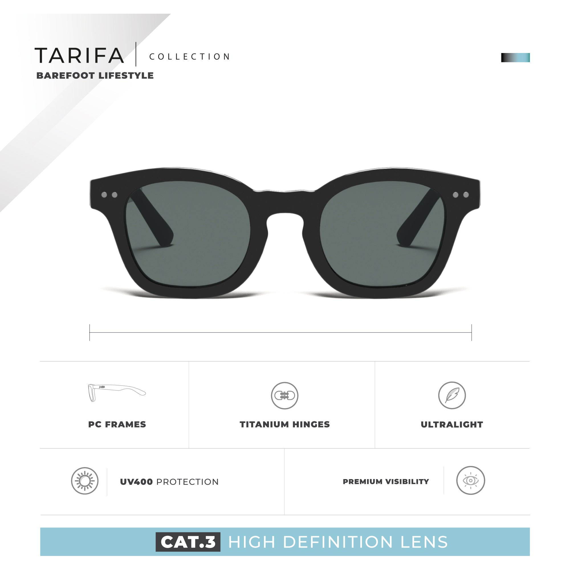 Gafas de Sol Tarifa Negro Hanukeii para hombre y mujer