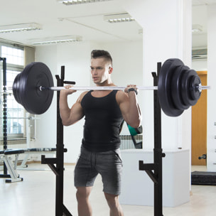 Barra de Pesas 70 kg con Mancuernas Set de Pesas Ajustables con 8 Discos 1,5kg 5kg 10kg 15kg y 1 Barra para Entrenamiento de Fuerza en Hogar Gimnasio Oficina 170x40,5x40,5 cm Negro