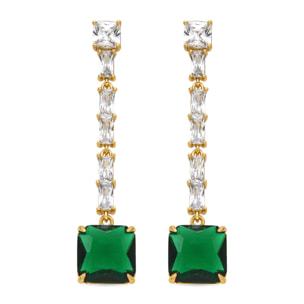 Pendientes con Circonita Esmeralda acabado oro 18k