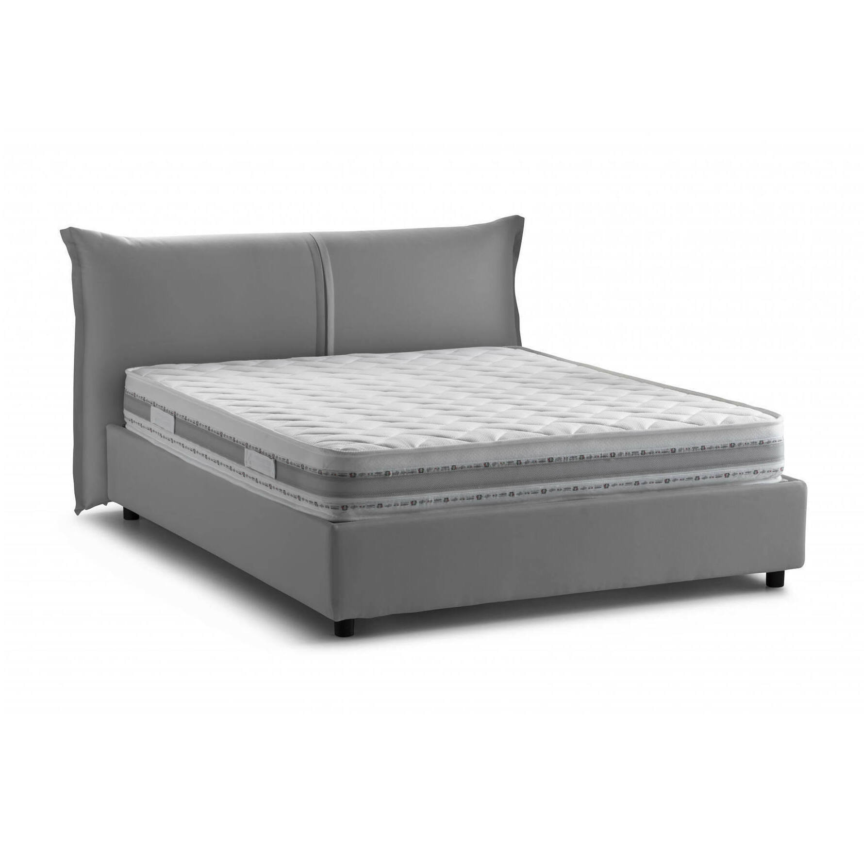 Letto matrimoniale Clelia, 100% Made in Italy, Apertura frontale, con materasso 160x190 Cm incluso, Grigio