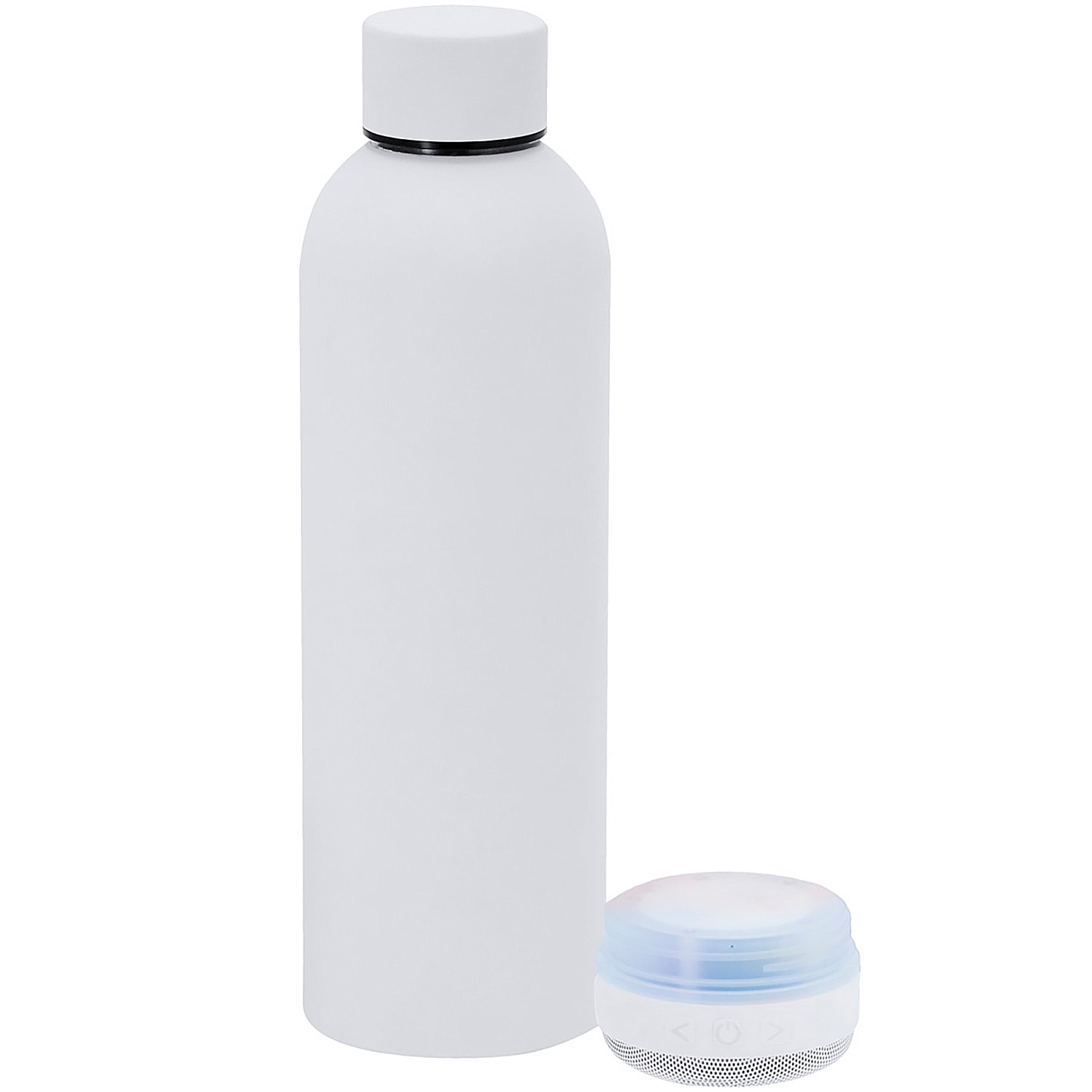 Bidón térmico con Altavoz Bluetooth e iluminación LED RGB. Con 540 ml de capacidad, en acero inoxidable de doble pared. Libre de BPA.