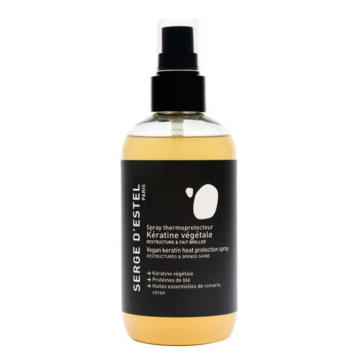 Cheveux Abîmés et Sensibilisés - Spray Thermoprotecteur Restructurant à la Kératine Végétale