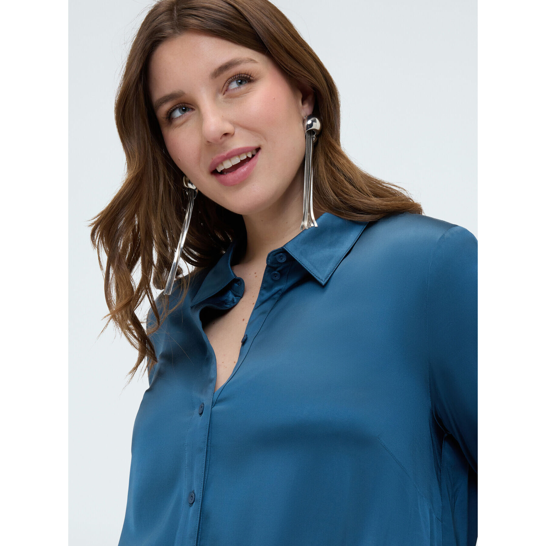 Fiorella Rubino - Camicia in raso stretch - Blu