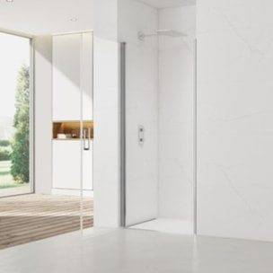 Set Porte de douche 90x196 cm transparente + Profilé pour paroi de douche + Poignée pour porte de douche (SATFUD90NIKA)