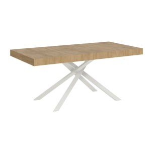 Mesa extensible 90x200/304cm Karida roble natural patas blanca