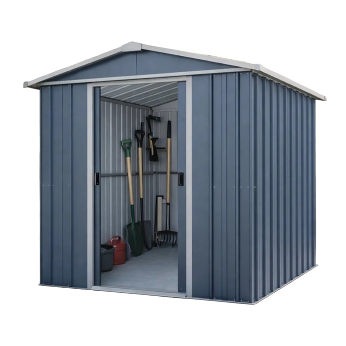 Abri de jardin métal gris Yardmaster 3,85 m² + kit d'ancrage