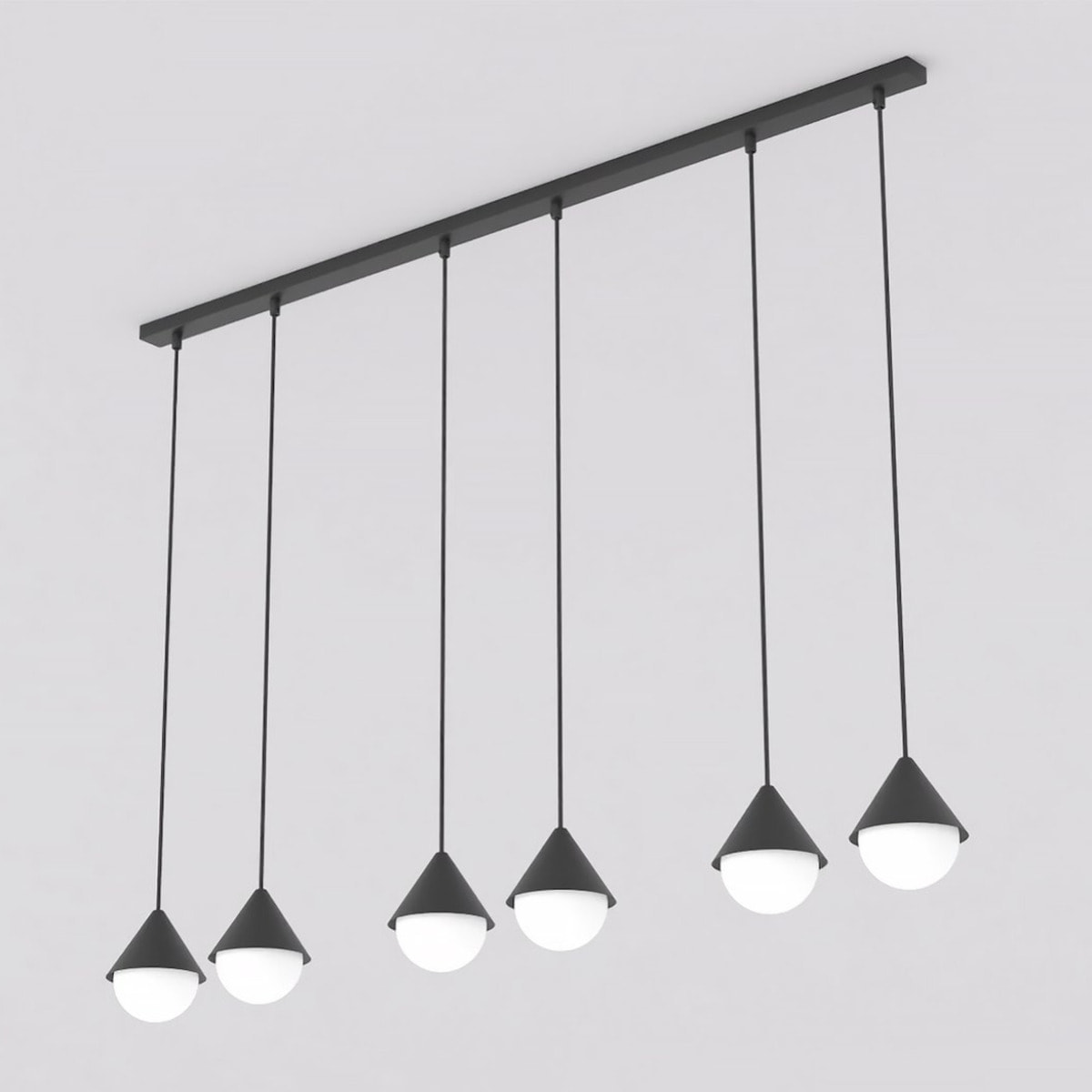 Lampada a sospensione Giro in acciaio nero e vetro