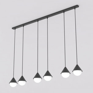 Lampada a sospensione Giro in acciaio nero e vetro