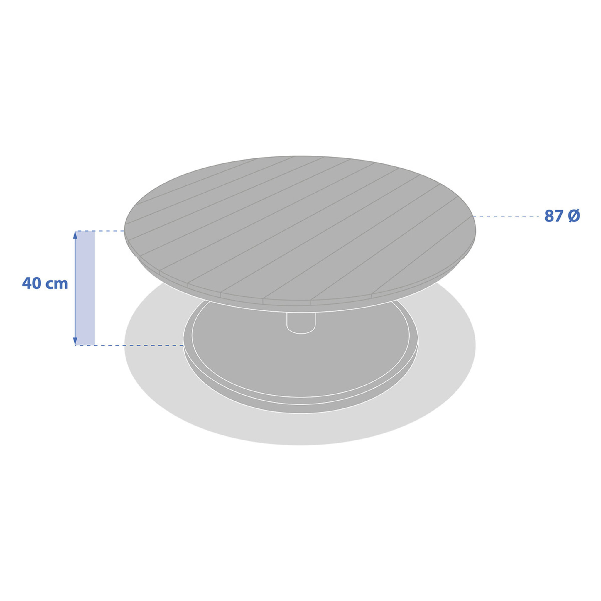 Table basse de jardin ronde "Olimio" avoine 87 x 40cm en aluminium et teck