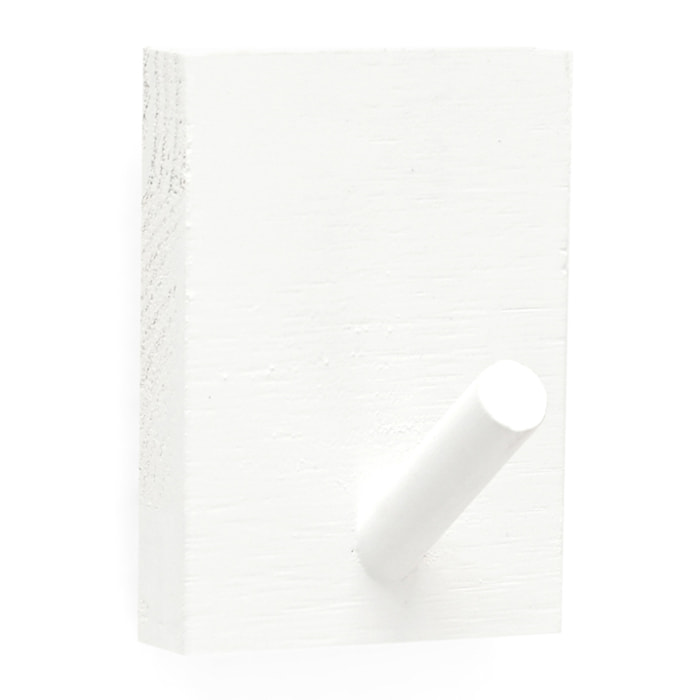 Colgador de pared de madera maciza en tono blanco de 8x6cm Alto: 8 Largo: 6 Ancho: 1.4